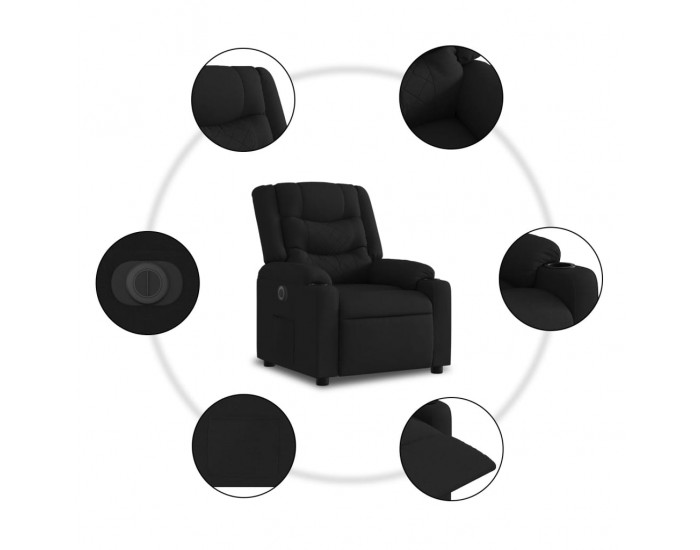 Sonata H Електрически стол реклайнер, черен, текстил