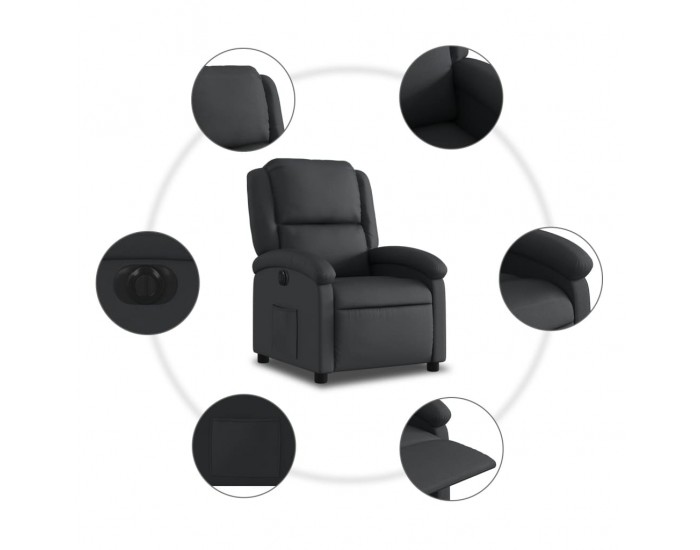 Sonata H Електрически наклоняем стол, черен, естествена кожа