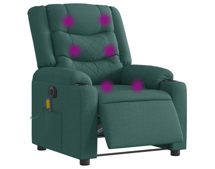 Sonata H Електрически масажен наклоняем стол, тъмнозелен, текстил