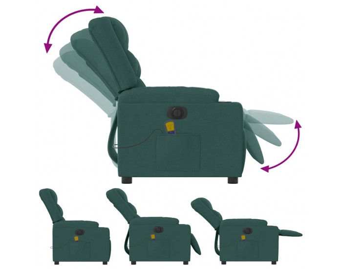 Sonata H Електрически масажен наклоняем стол, тъмнозелен, текстил