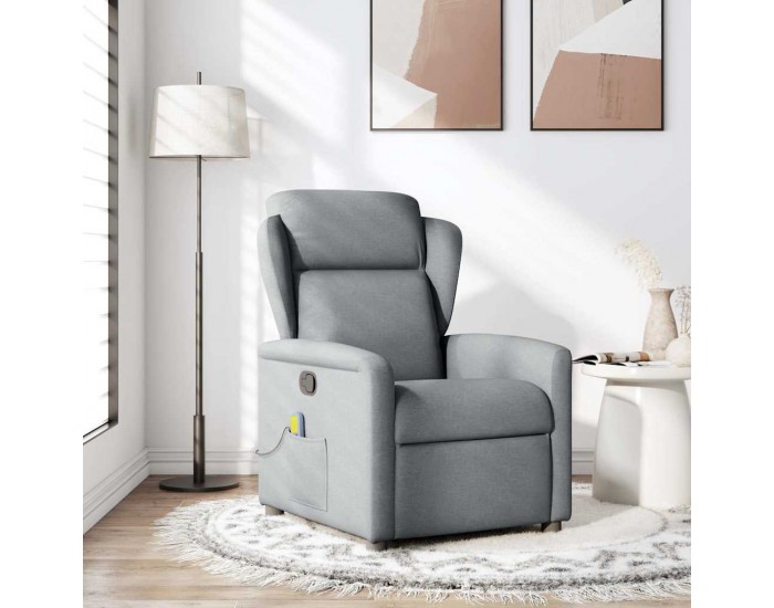 Sonata H Масажен реклайнер стол, светлосив, текстил