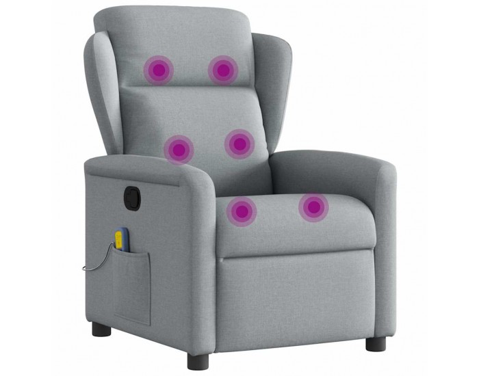 Sonata H Масажен реклайнер стол, светлосив, текстил