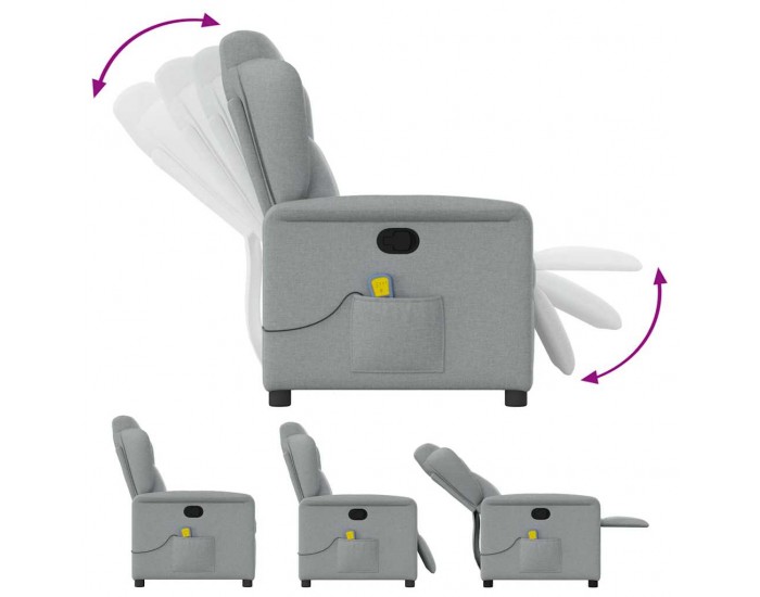 Sonata H Масажен реклайнер стол, светлосив, текстил