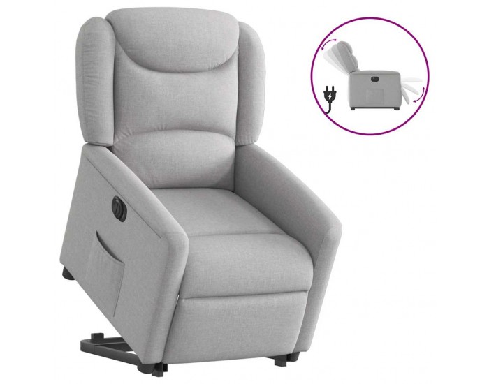 Sonata H Електрически изправящ реклайнер стол, облачно сив, текстил