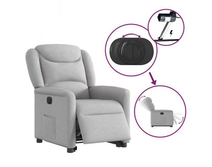 Sonata H Електрически изправящ реклайнер стол, облачно сив, текстил