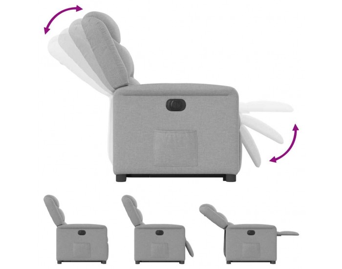 Sonata H Електрически изправящ реклайнер стол, облачно сив, текстил