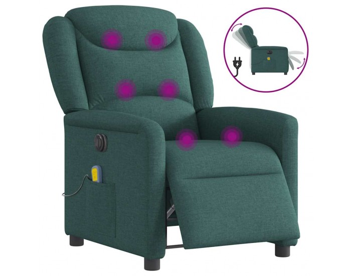 Sonata H Електрически масажен наклоняем стол, тъмнозелен, текстил