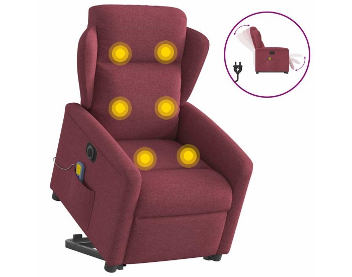Sonata H Електрически изправящ масажен реклайнер виненочервен текстил