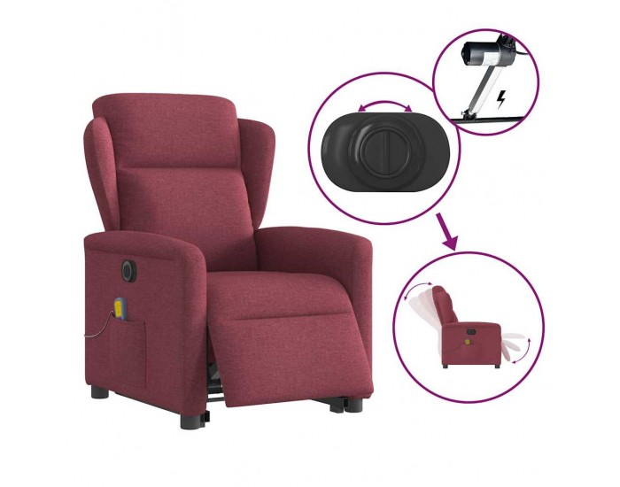 Sonata H Електрически изправящ масажен реклайнер виненочервен текстил
