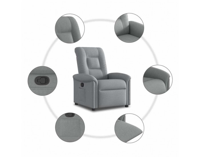 Sonata H Реклайнер стол, светлосив, текстил