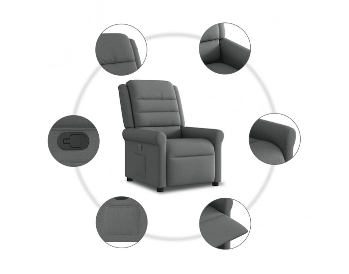 Sonata H Реклайнер, тъмносив, текстил