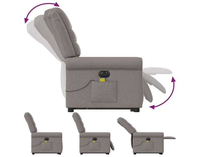 Sonata H Електрически изправящ масажен реклайнер стол таупе текстил