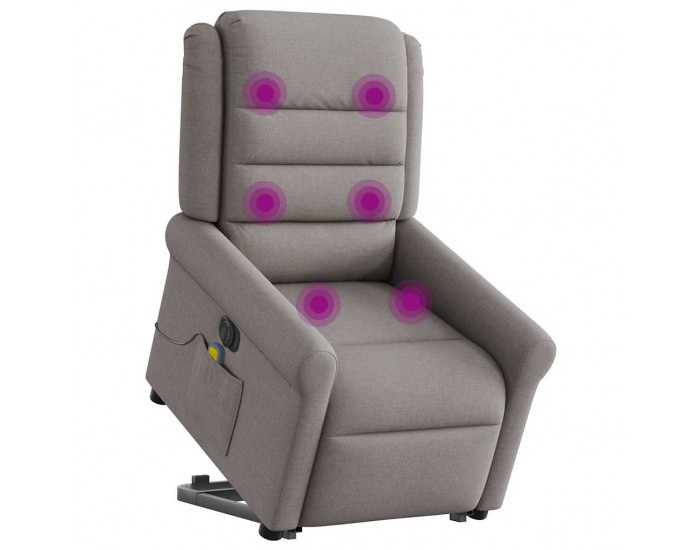 Sonata H Електрически изправящ масажен реклайнер стол таупе текстил