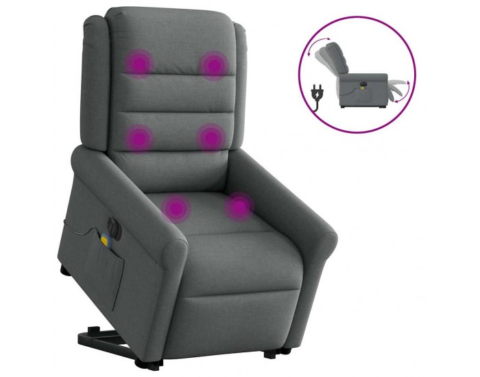 Sonata H Електрически изправящ масажен реклайнер стол тъмносив текстил