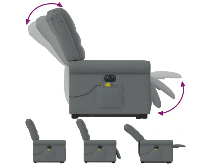 Sonata H Електрически изправящ масажен реклайнер стол тъмносив текстил