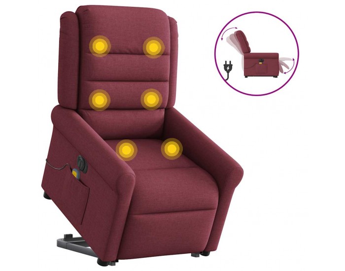 Sonata H Електрически изправящ масажен реклайнер виненочервен текстил
