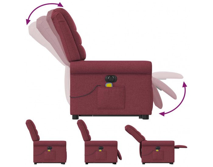 Sonata H Електрически изправящ масажен реклайнер виненочервен текстил