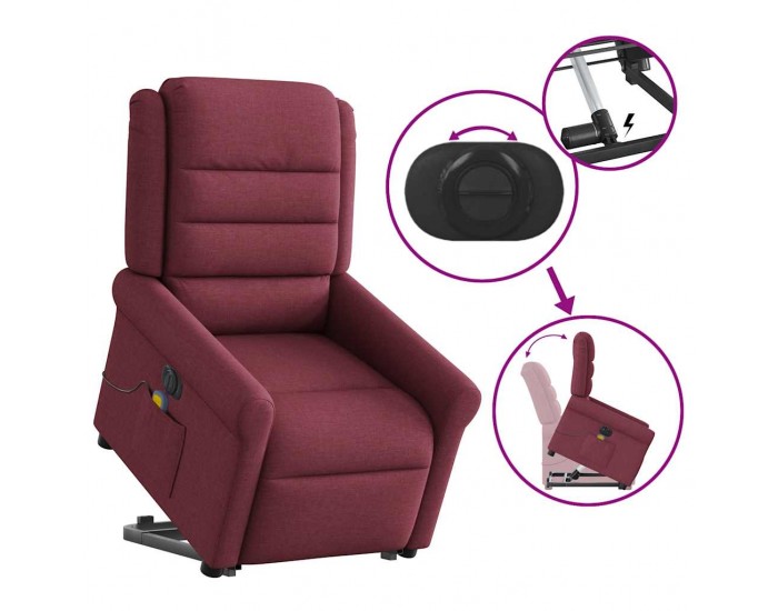 Sonata H Електрически изправящ масажен реклайнер виненочервен текстил