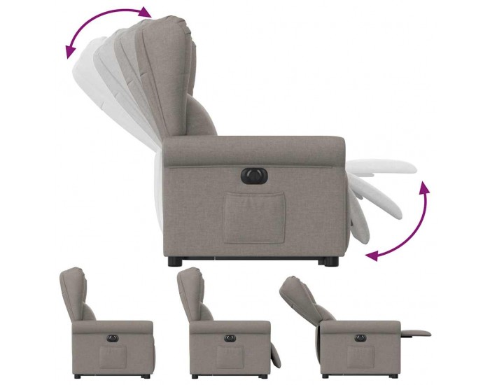 Sonata H Електрически изправящ реклайнер стол, таупе, текстил