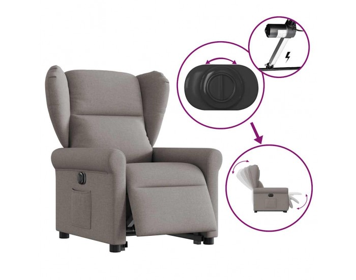 Sonata H Електрически изправящ реклайнер стол, таупе, текстил