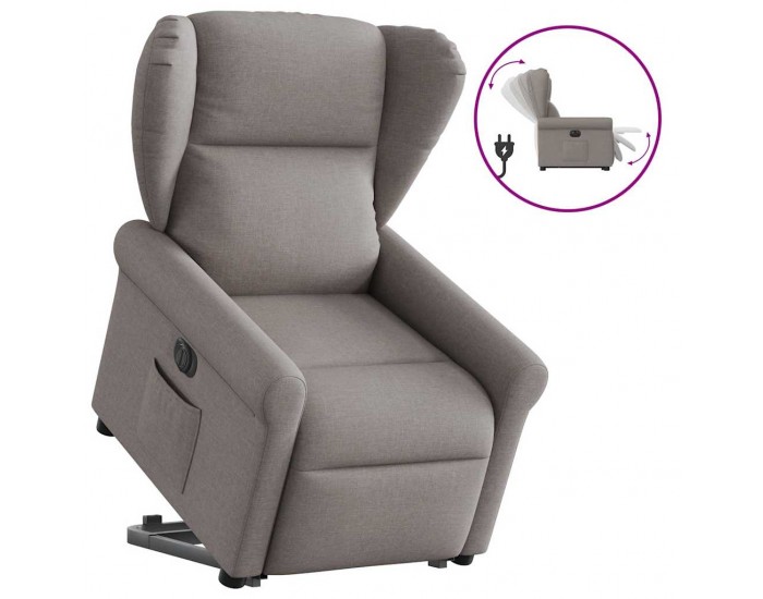 Sonata H Електрически изправящ реклайнер стол, таупе, текстил