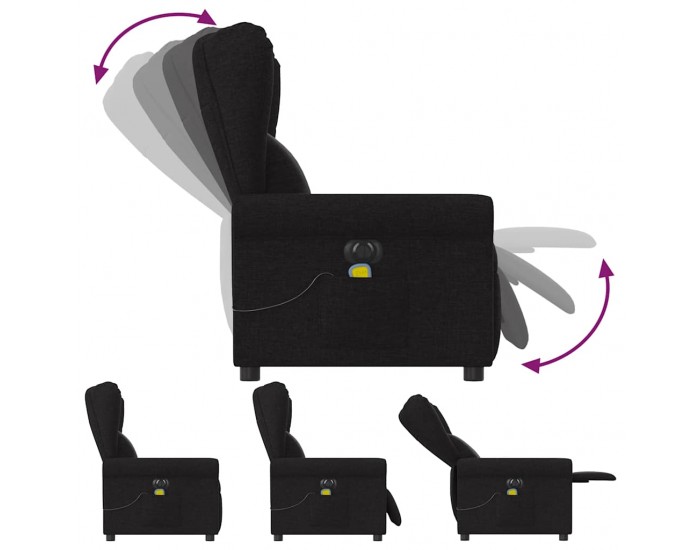 Sonata H Електрически масажен наклоняем стол, черен, текстил