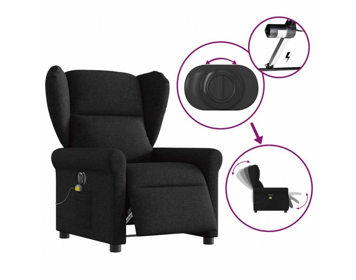 Sonata H Електрически масажен наклоняем стол, черен, текстил