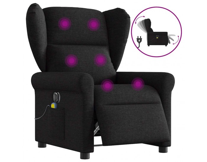 Sonata H Електрически масажен наклоняем стол, черен, текстил