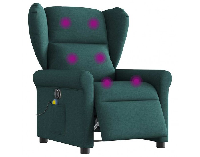 Sonata H Електрически масажен наклоняем стол, тъмнозелен, текстил