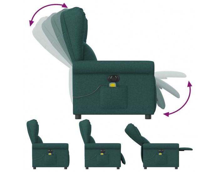 Sonata H Електрически масажен наклоняем стол, тъмнозелен, текстил