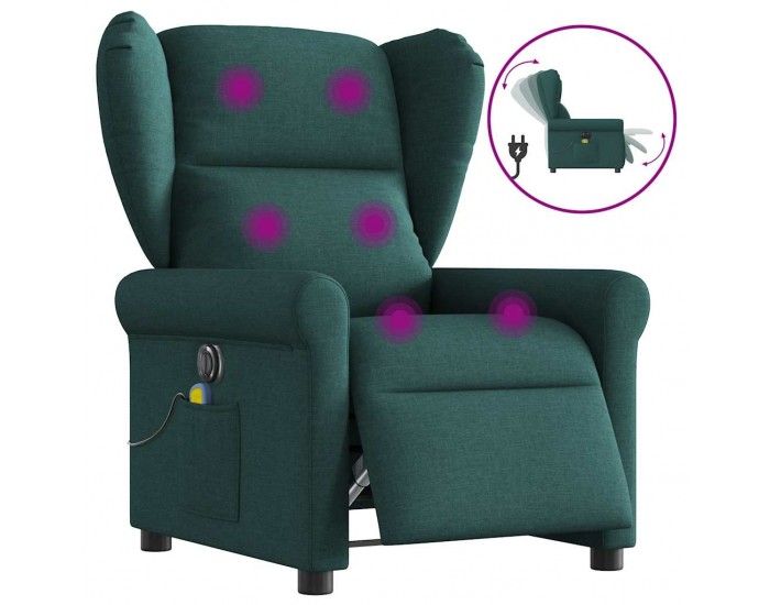 Sonata H Електрически масажен наклоняем стол, тъмнозелен, текстил