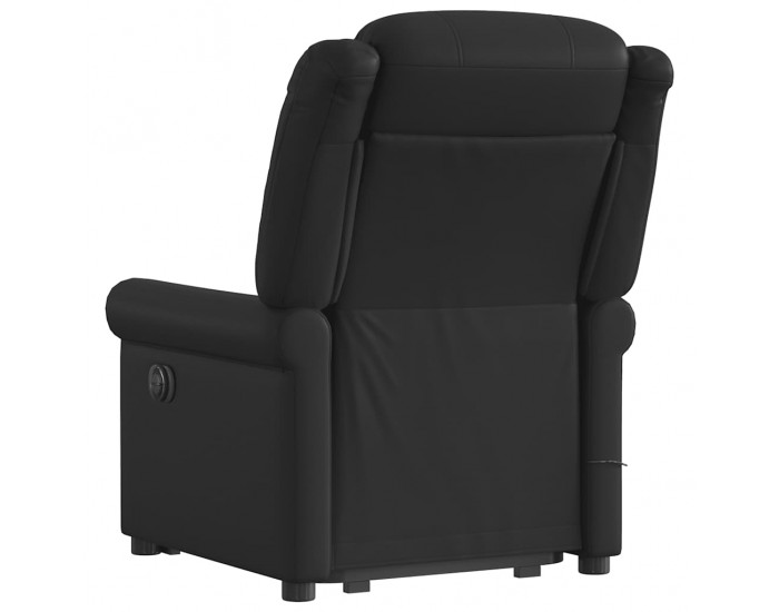 Sonata H Изправящ масажен реклайнер стол, лъскаво черно, изкуствена кожа