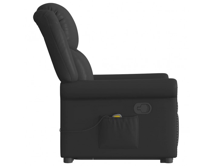 Sonata H Изправящ масажен реклайнер стол, лъскаво черно, изкуствена кожа