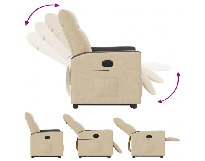 Sonata H Електрически изправящ реклайнер стол, кремав, текстил