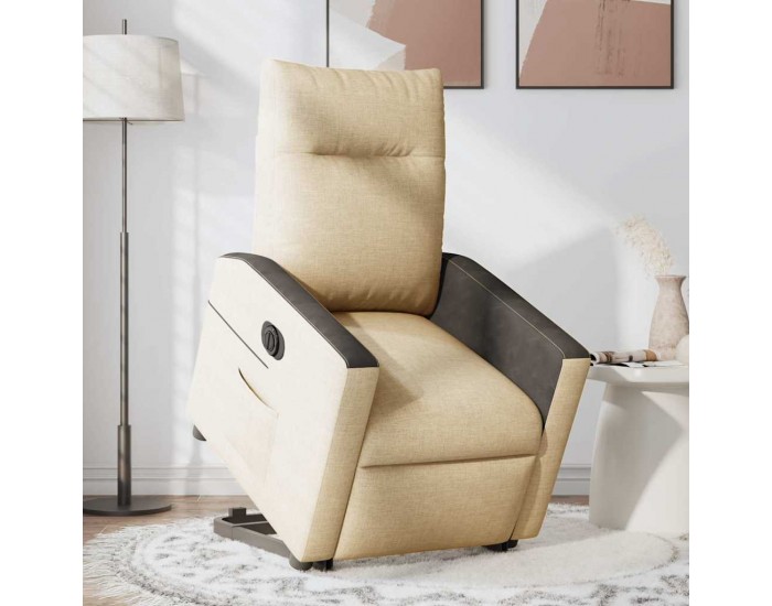 Sonata H Електрически изправящ реклайнер стол, кремав, текстил