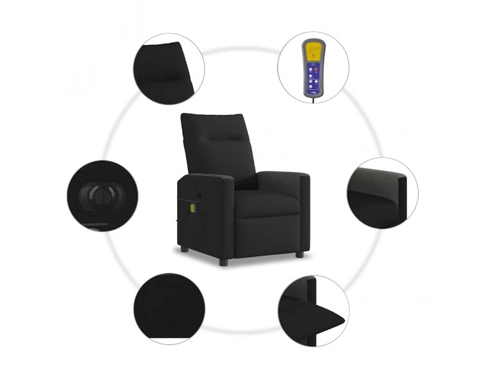 Sonata H Електрически масажен наклоняем стол, черен, текстил