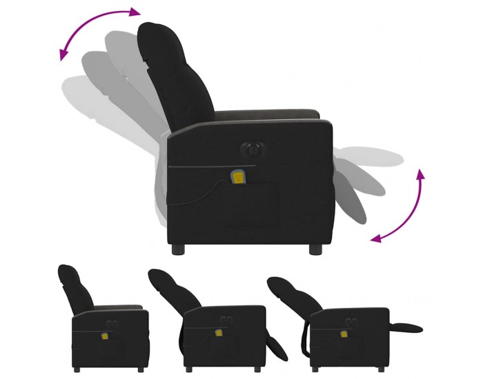 Sonata H Електрически масажен наклоняем стол, черен, текстил