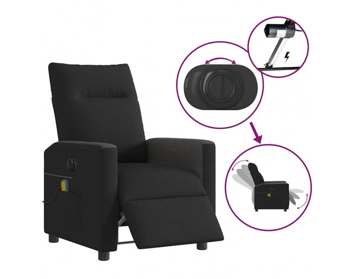 Sonata H Електрически масажен наклоняем стол, черен, текстил