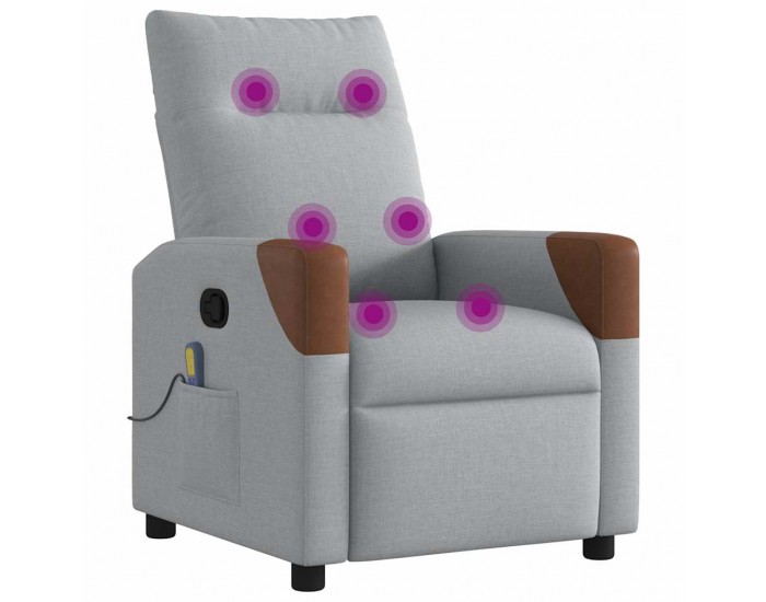 Sonata H Масажен реклайнер стол, светлосив, текстил