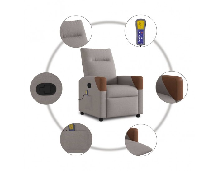 Sonata H Масажен наклоняем стол, таупе, текстил