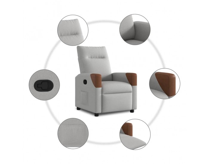 Sonata H Recliner Chair Cloud Grey Fabric