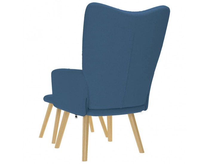 Sonata H Релаксиращ стол с табуретка, син, текстил