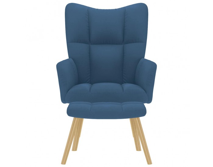 Sonata H Релаксиращ стол с табуретка, син, текстил