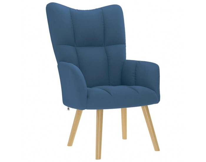 Sonata H Релаксиращ стол с табуретка, син, текстил