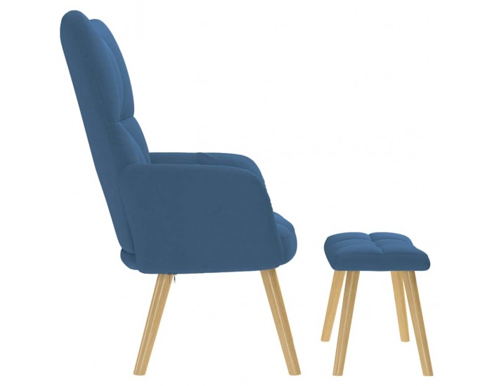 Sonata H Релаксиращ стол с табуретка, син, текстил