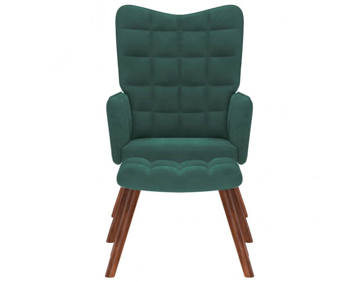 Sonata H Релакс стол с табуретка, тъмнозелен, кадифе