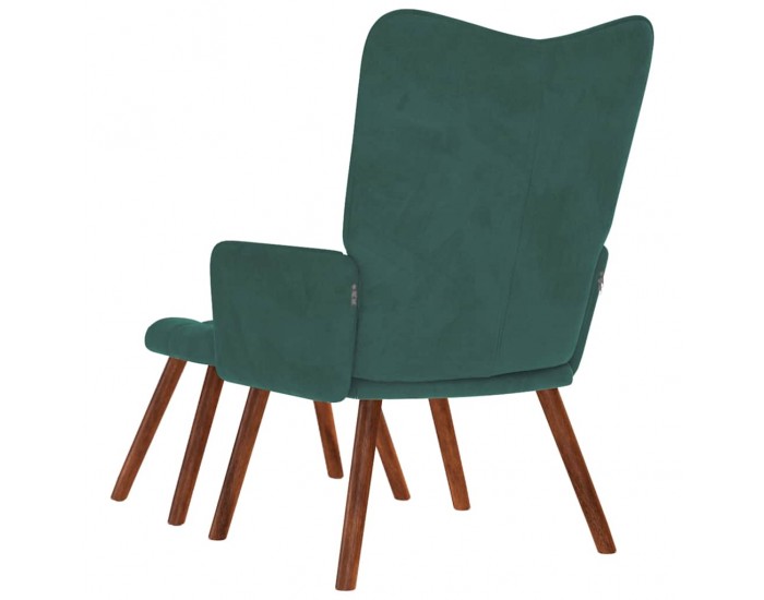 Sonata H Релакс стол с табуретка, тъмнозелен, кадифе