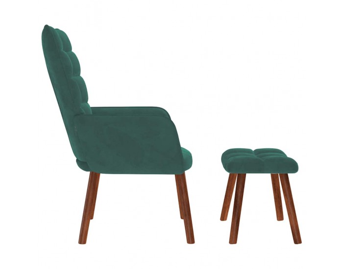 Sonata H Релакс стол с табуретка, тъмнозелен, кадифе