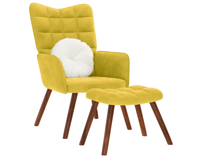 Sonata H Релаксиращ стол с табуретка Жълто кадифе