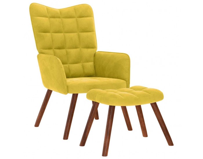 Sonata H Релаксиращ стол с табуретка Жълто кадифе